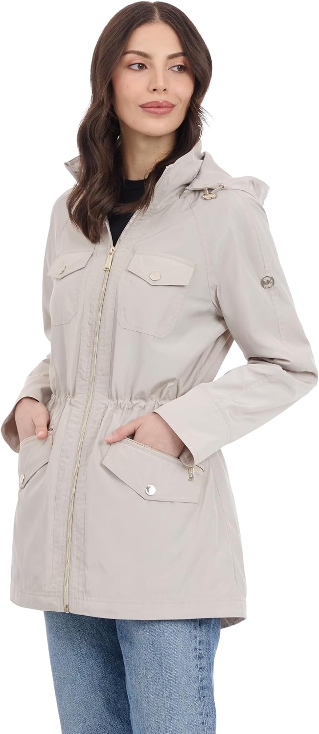 image:imageMichael Kors Womens Hooded Anorak Raincoat and WindbreakerBeige