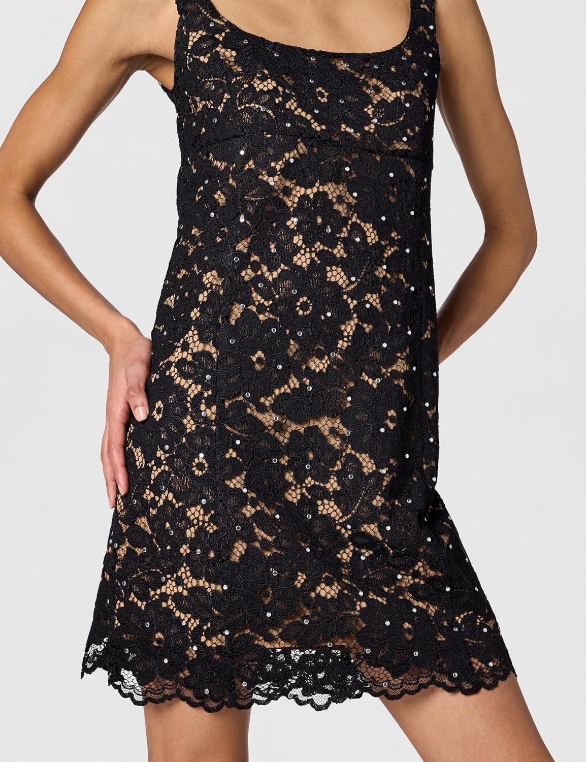 image:imageMichael Kors Womens Lace Square Neck Mini DressBlack