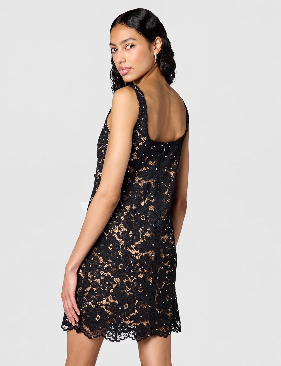 image:imageMichael Kors Womens Lace Square Neck Mini DressBlack