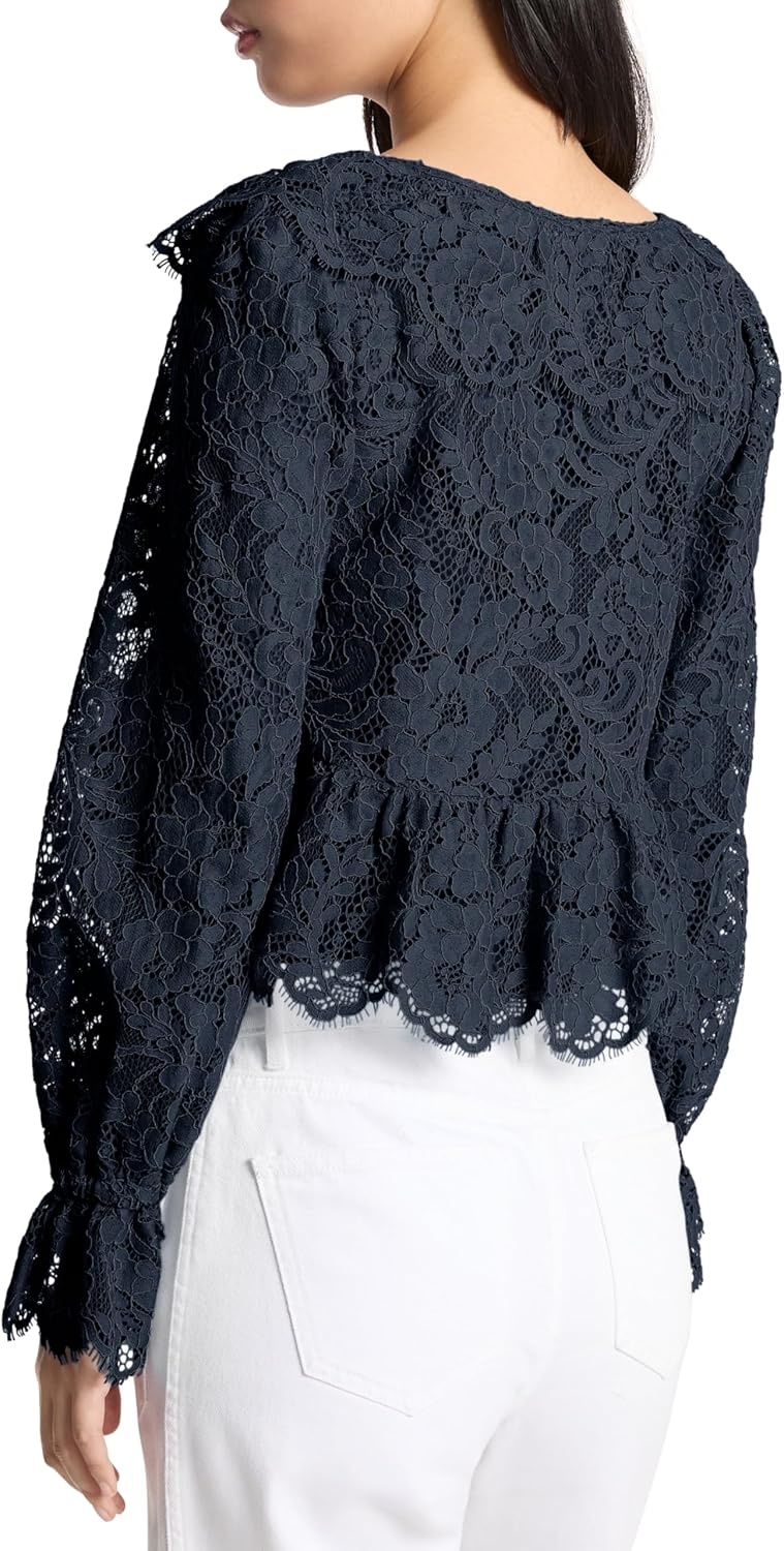 image:imageMichael Kors Womens Lace V Neck TopMidnight Blue
