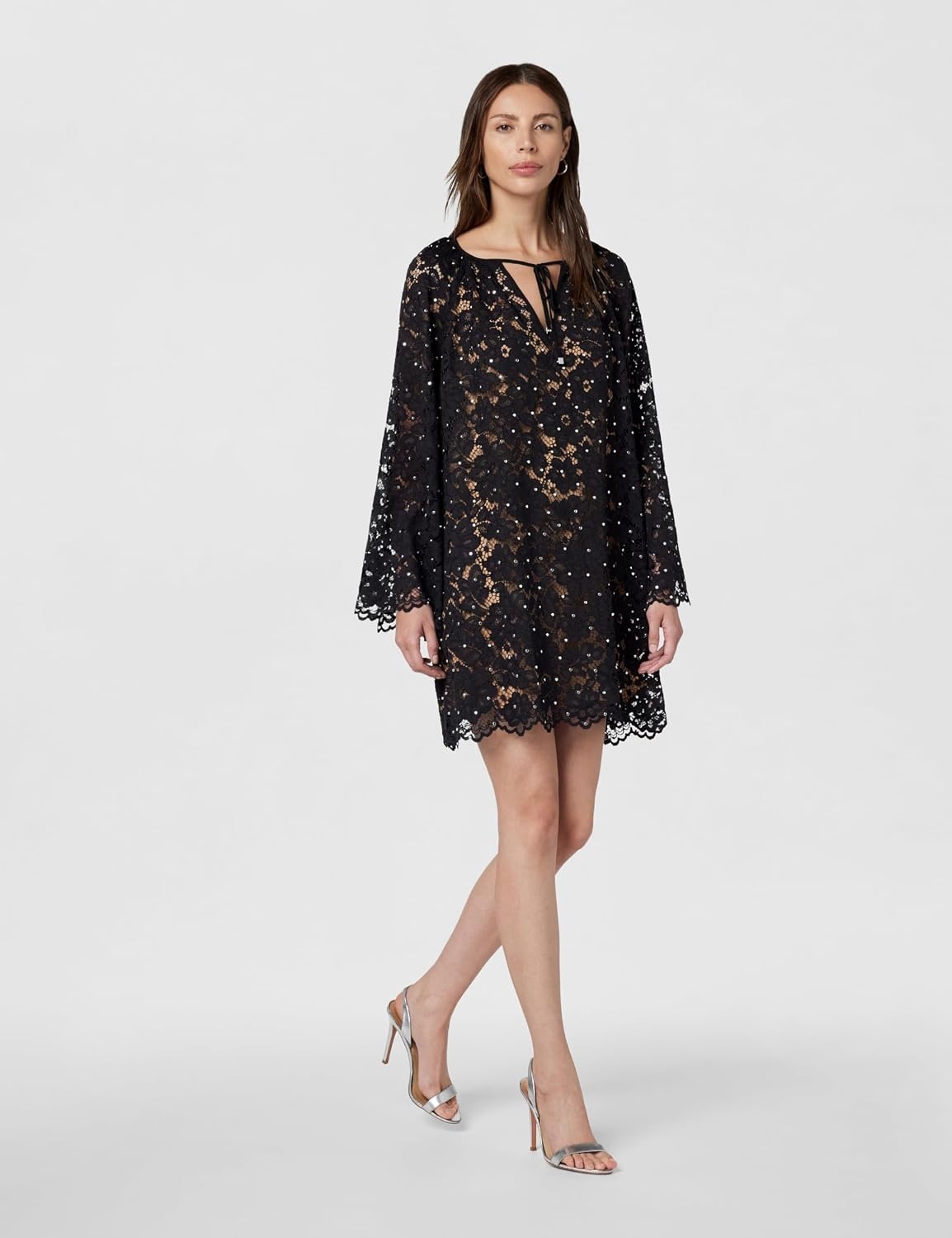image:imageMichael Kors Womens Lace VNeck DressBlack