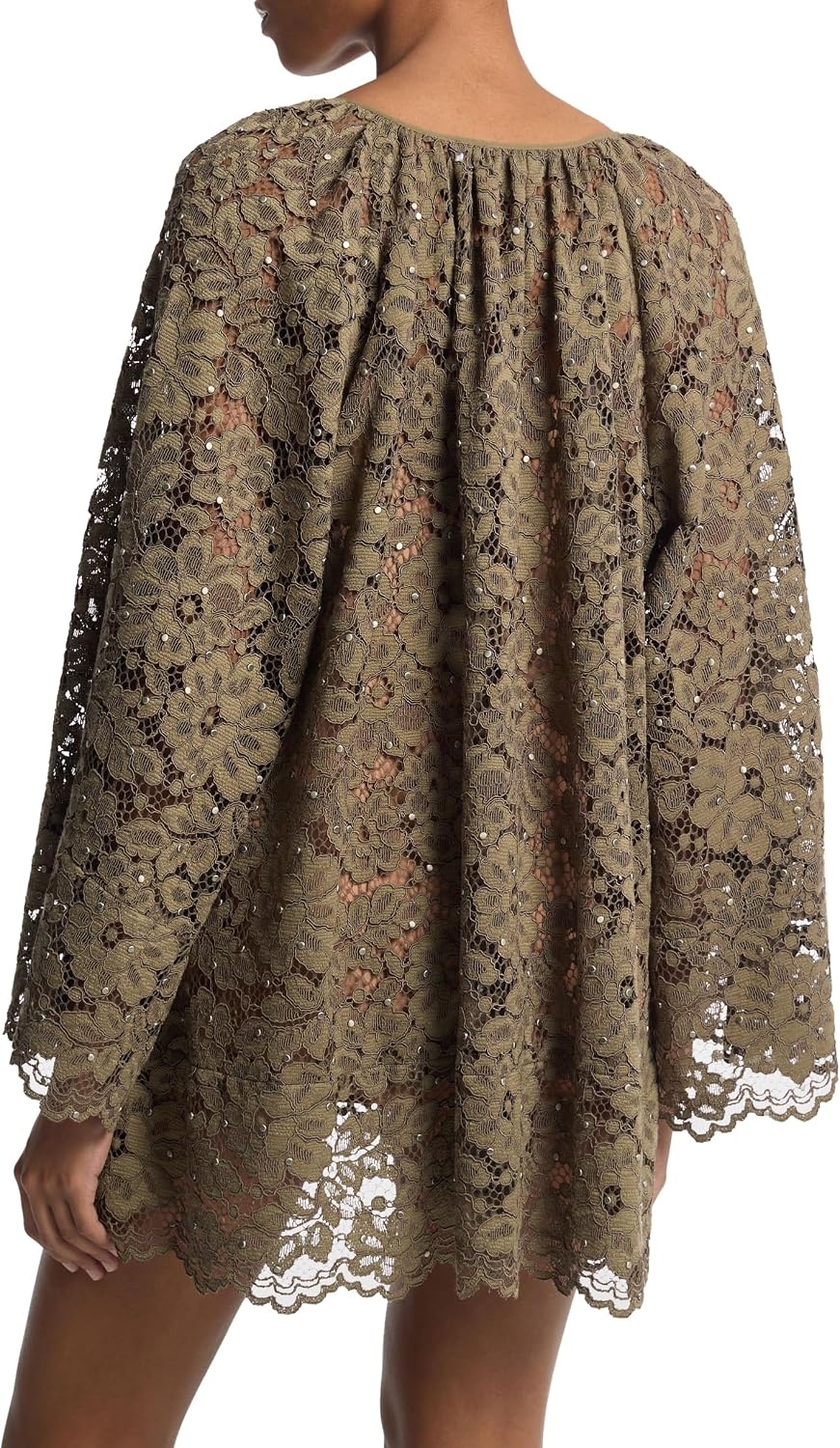image:imageMichael Kors Womens Lace VNeck DressSafari Green