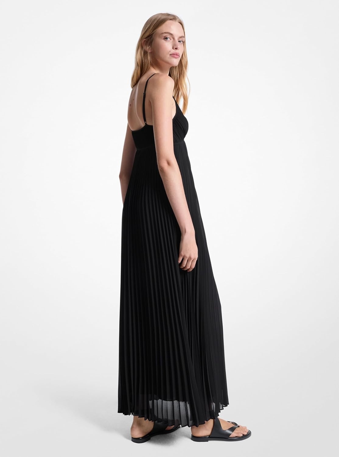 image:imageMichael Kors Womens Maxi Pleated Slip DressBlack