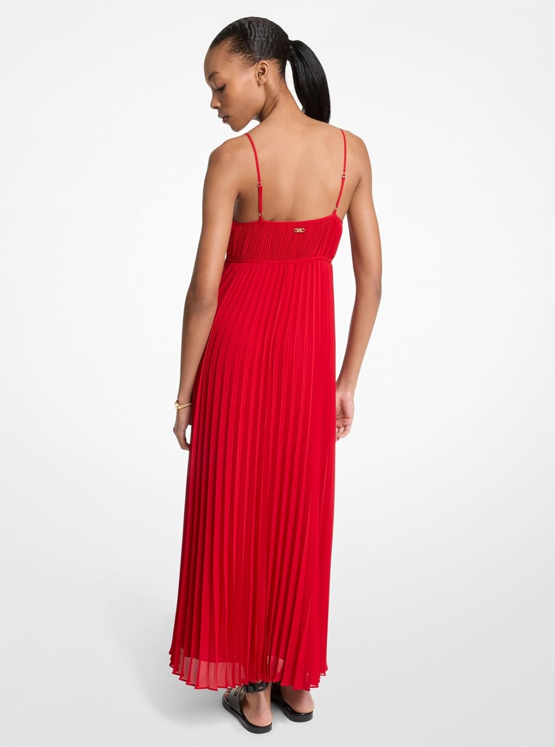 image:imageMichael Kors Womens Maxi Pleated Slip DressCrimson