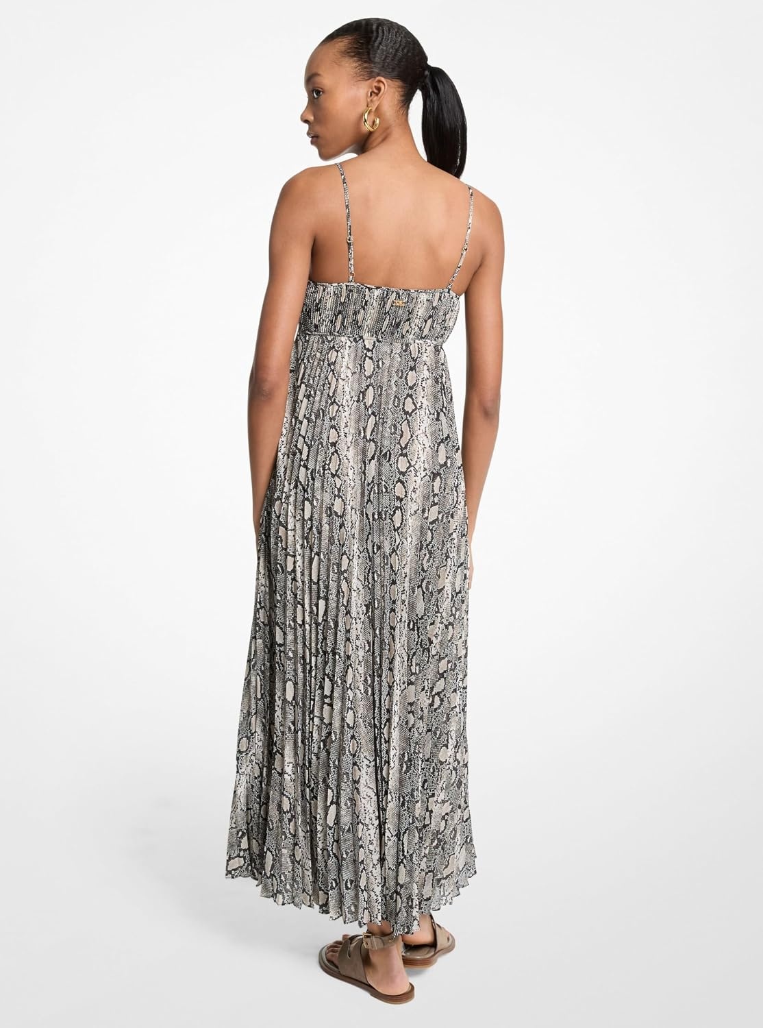 image:imageMichael Kors Womens Maxi Pleated Slip DressSoft Ecru