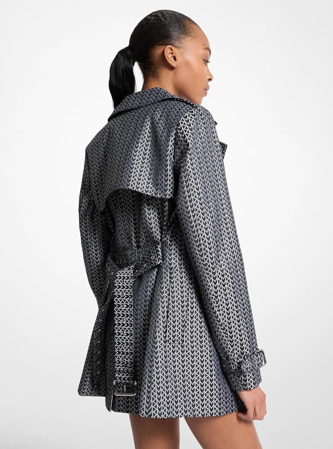 image:imageMichael Kors Womens Mk2000 Jacquard Short TrenchNickel