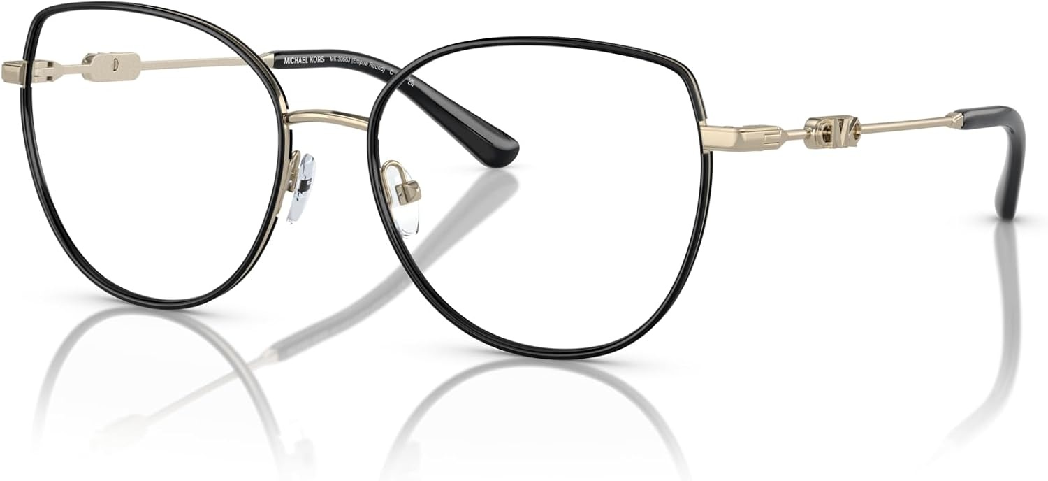 image:imageMichael Kors Womens Mk3066j Empire Round Prescription Eyewear FramesLight GoldBlackDemo Lens