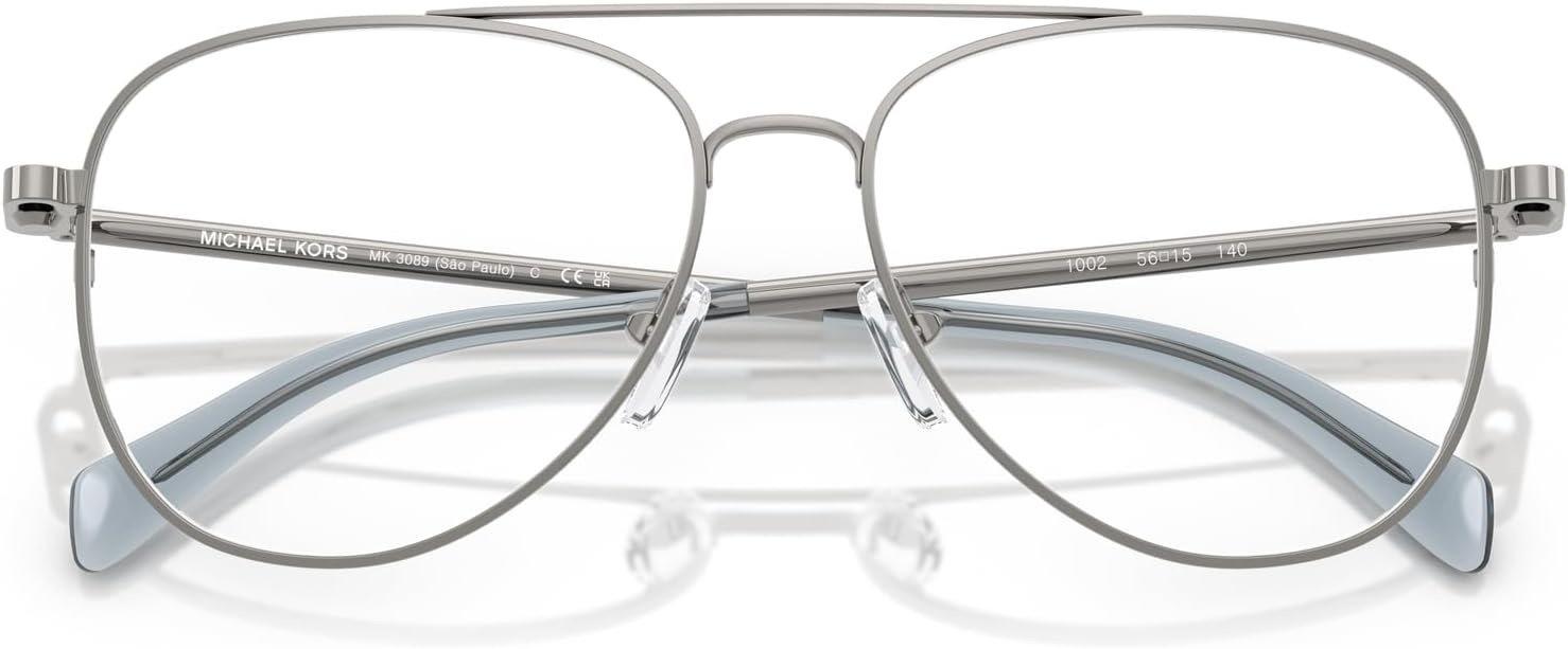 image:imageMichael Kors Womens Mk3089 So Paulo Aviator Prescription Eyewear FramesShiny GunmetalDemo Lens