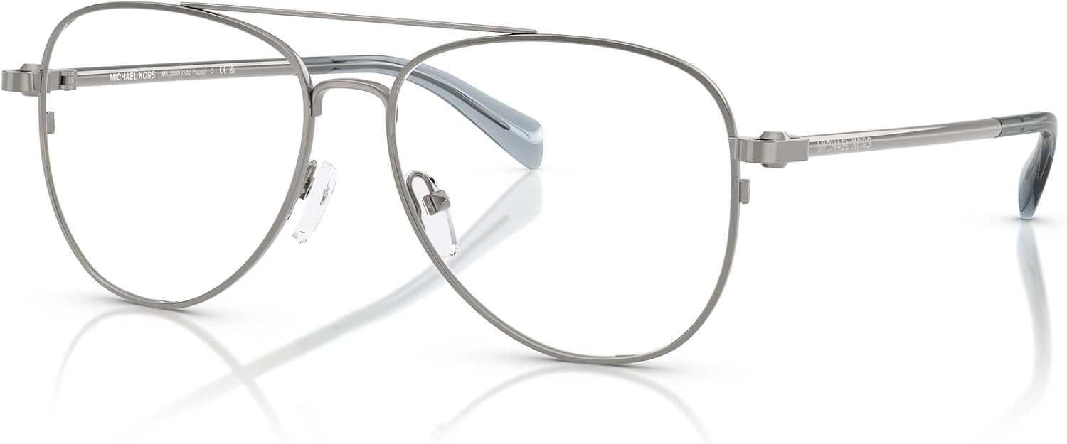 image:imageMichael Kors Womens Mk3089 So Paulo Aviator Prescription Eyewear FramesShiny GunmetalDemo Lens