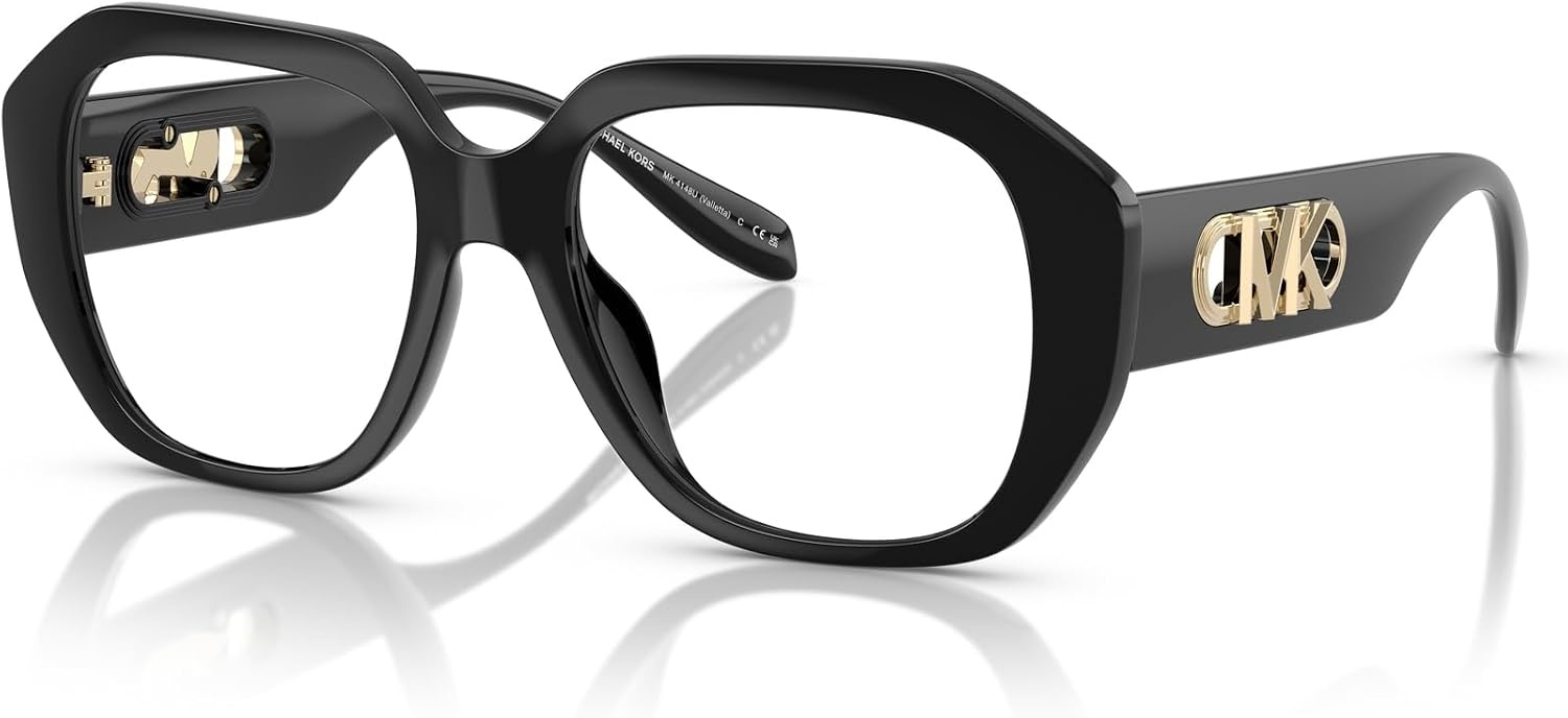 image:imageMichael Kors Womens Mk4148u Valletta Universal Fit Square Prescription Eyewear FramesBlackDemo Lens