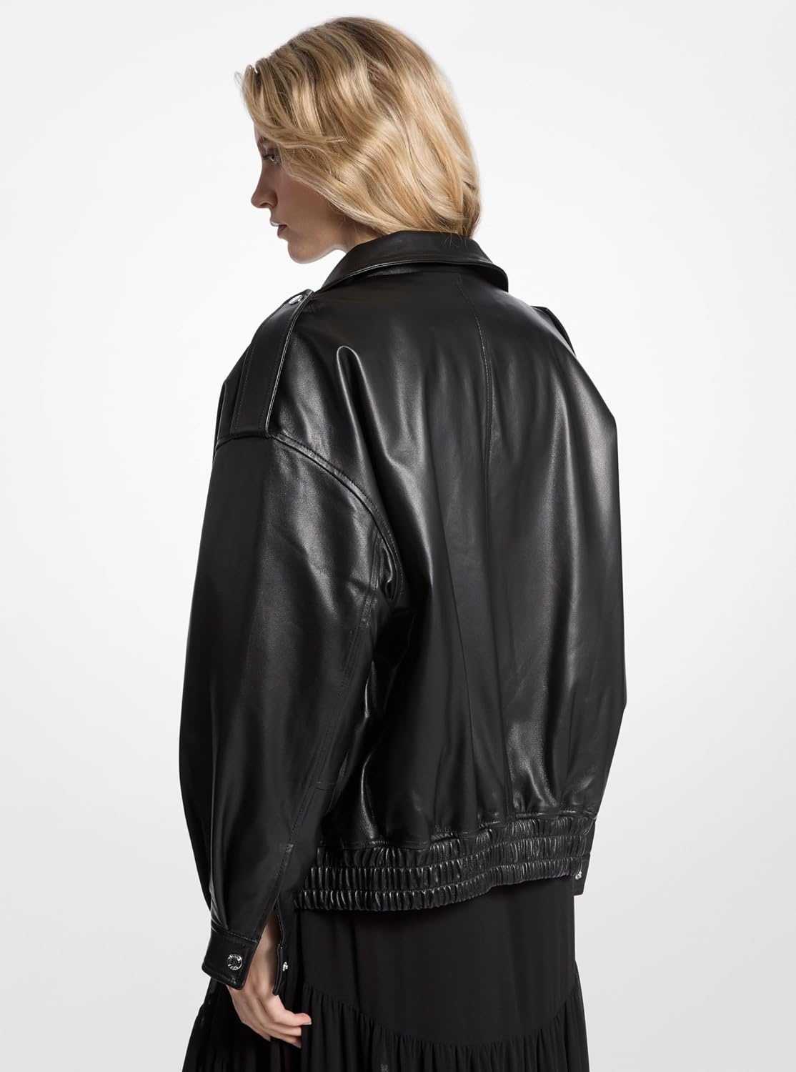image:imageMichael Kors Womens Oversized Leather JacketBlack