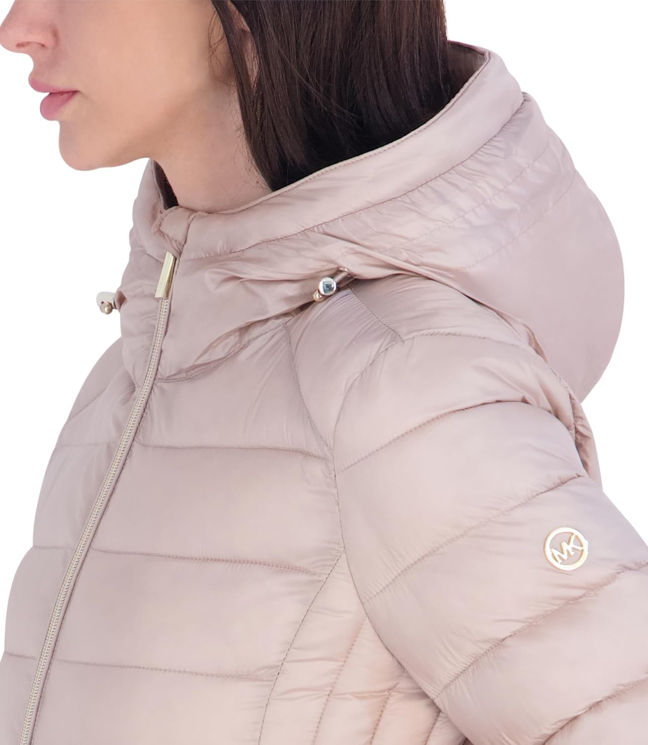 image:imageMichael Kors Womens Packable Puffer Jacket Lightweight Down AlternativeBeige