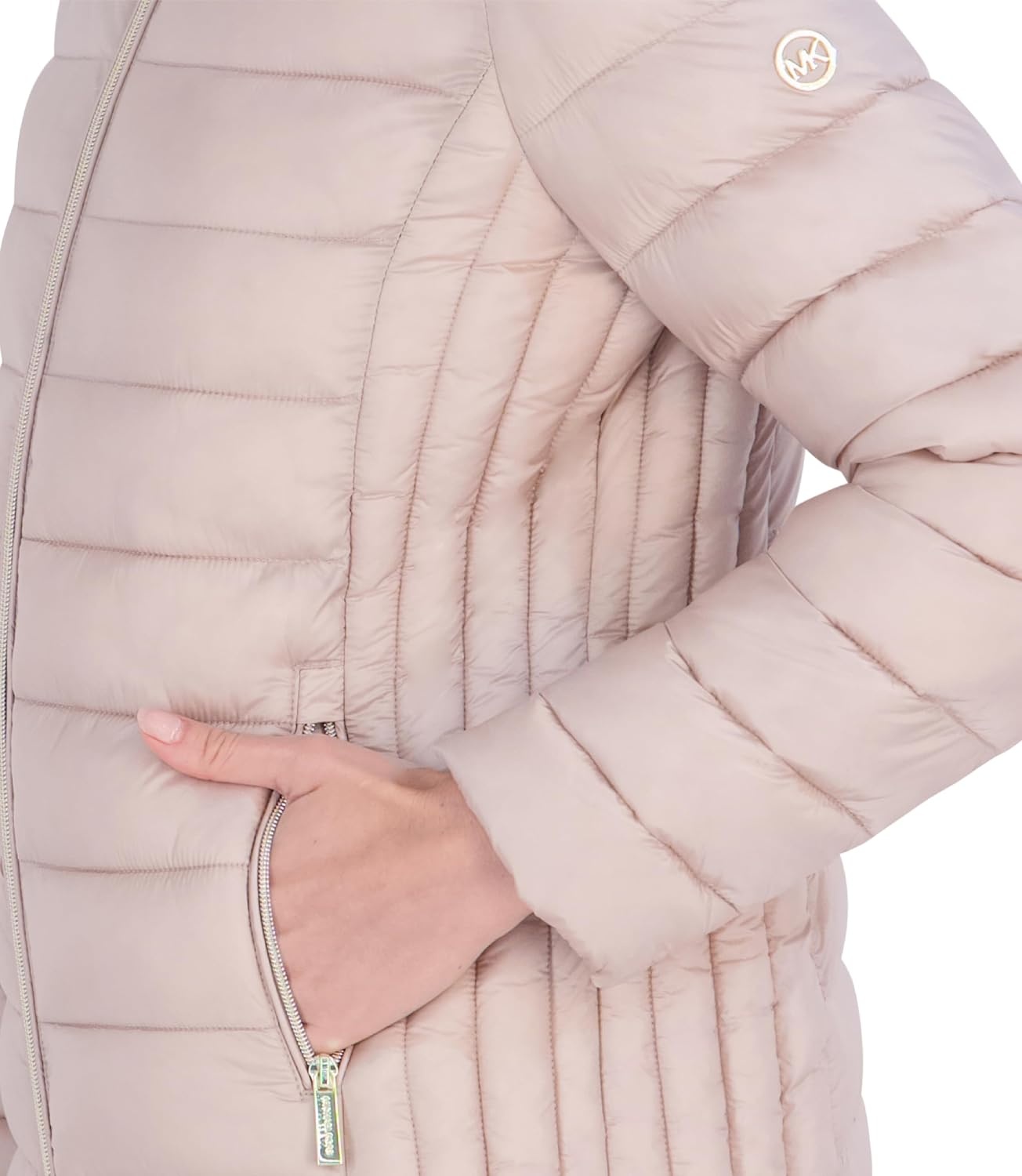image:imageMichael Kors Womens Packable Puffer Jacket Lightweight Down AlternativeBeige