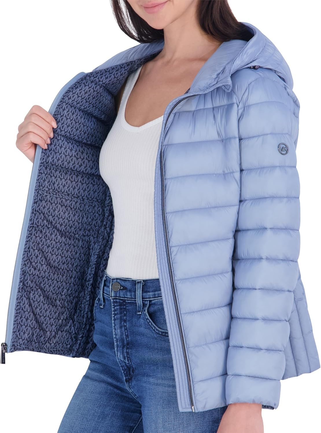 image:imageMichael Kors Womens Packable Puffer Jacket Lightweight Down AlternativeBlue