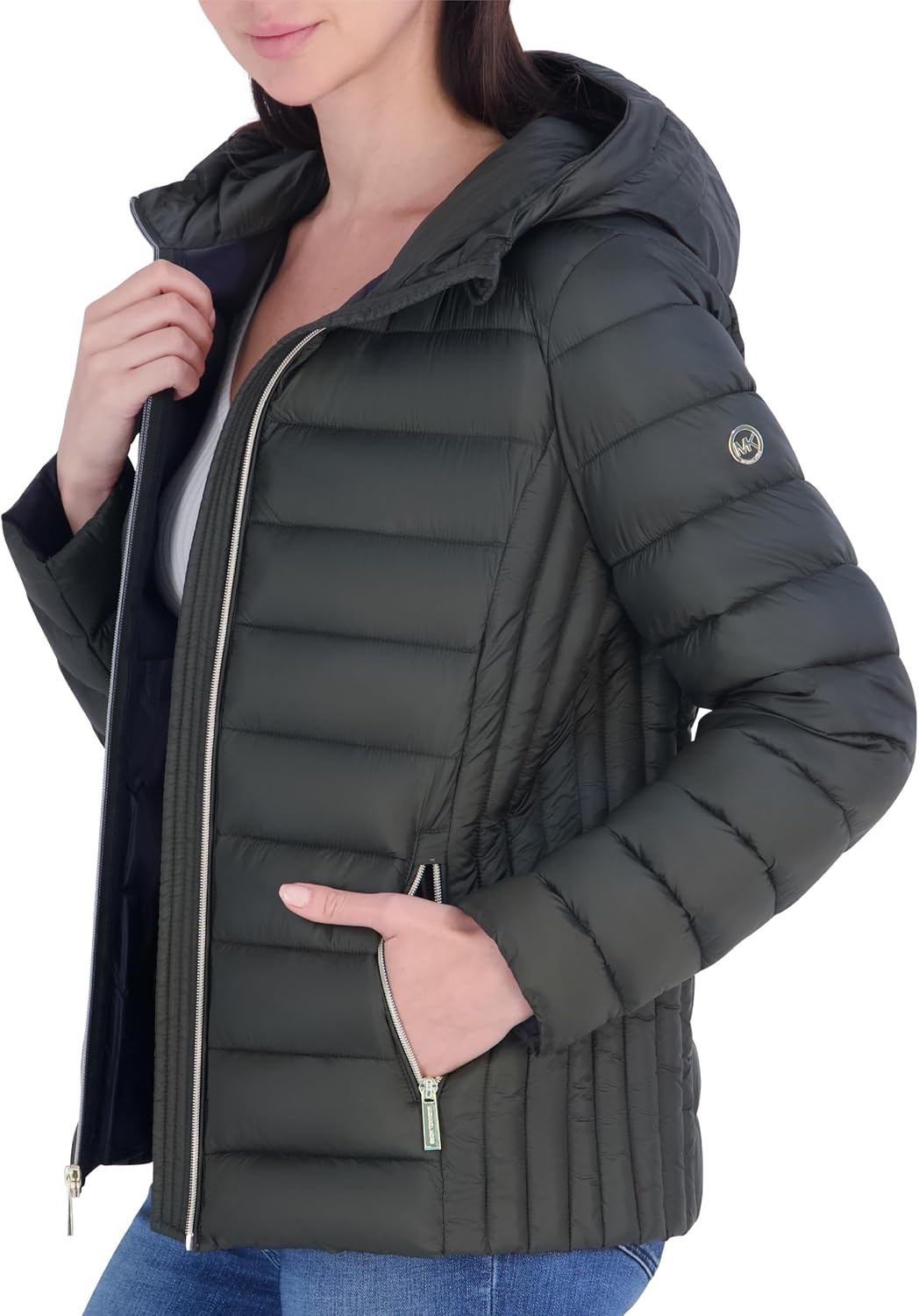 image:imageMichael Kors Womens Packable Puffer Jacket Lightweight Down AlternativeIvy