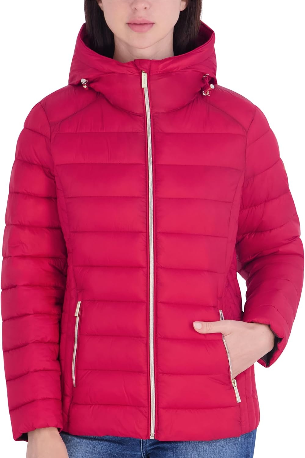 image:imageMichael Kors Womens Packable Puffer Jacket Lightweight Down AlternativeRed
