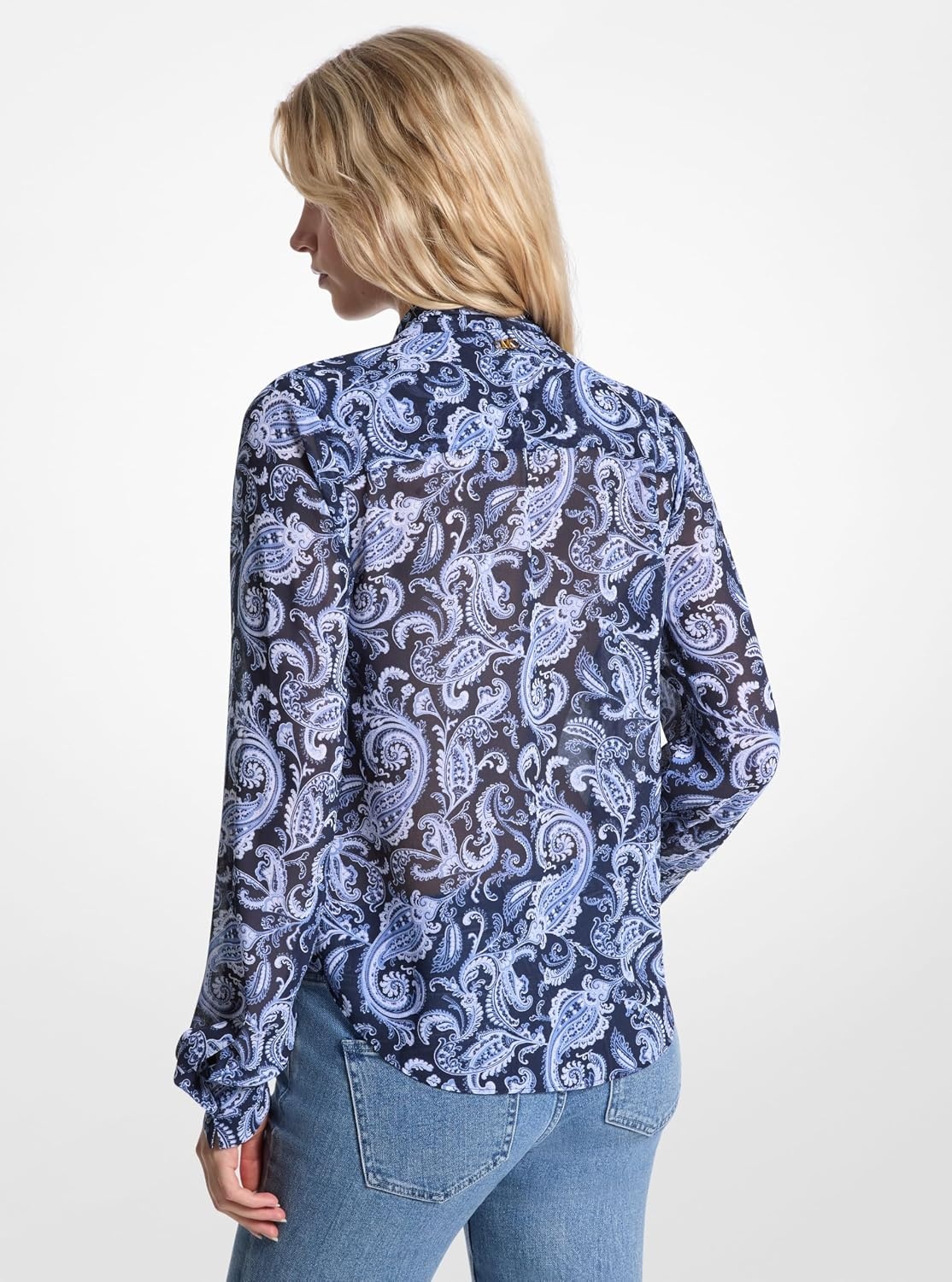 image:imageMichael Kors Womens Paisley Bow BlouseFrench Blue