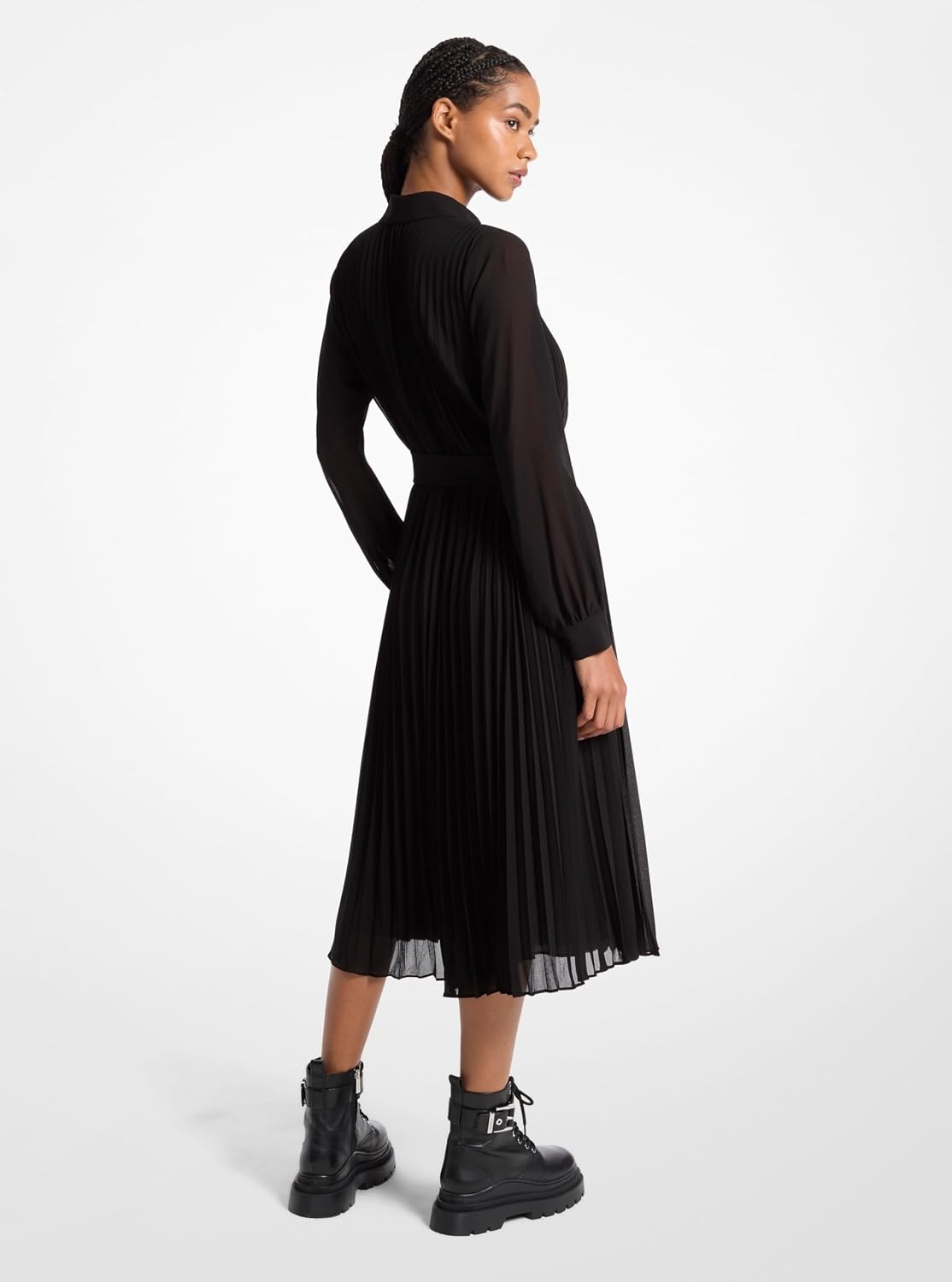 image:imageMichael Kors Womens Pleated Shirt DressBlack