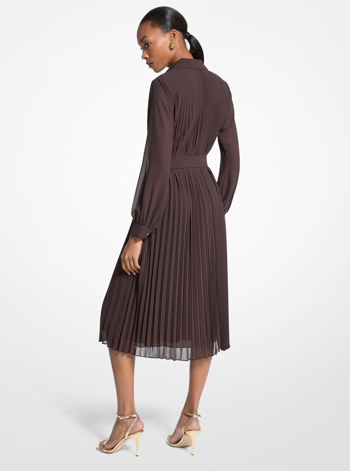 image:imageMichael Kors Womens Pleated Shirt DressChocolate