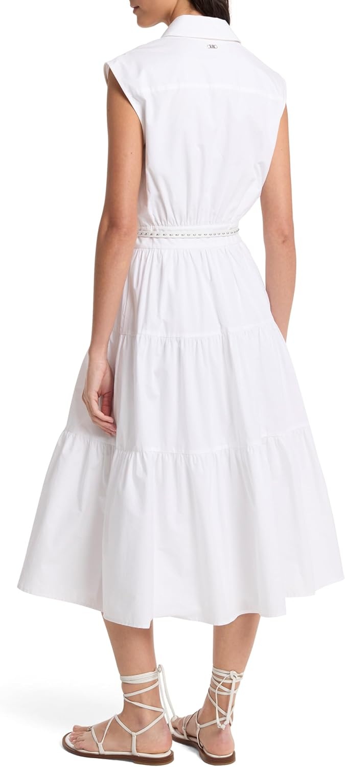 image:imageMichael Kors Womens Poplin Midi Shirt DressWhite