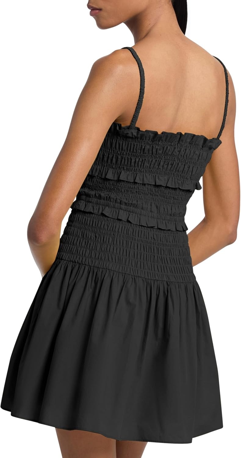 image:imageMichael Kors Womens Poplin Smocked Mini DressBlack