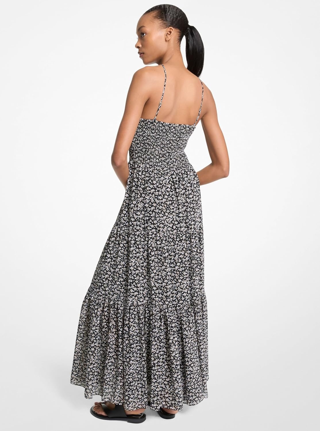 image:imageMichael Kors Womens Smock Halter Neck Maxi DressTaupe
