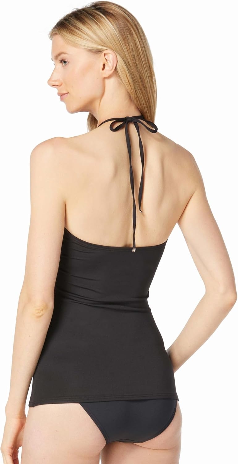 image:imageMichael Kors Womens Solid Shirred Halter TankiniBlack
