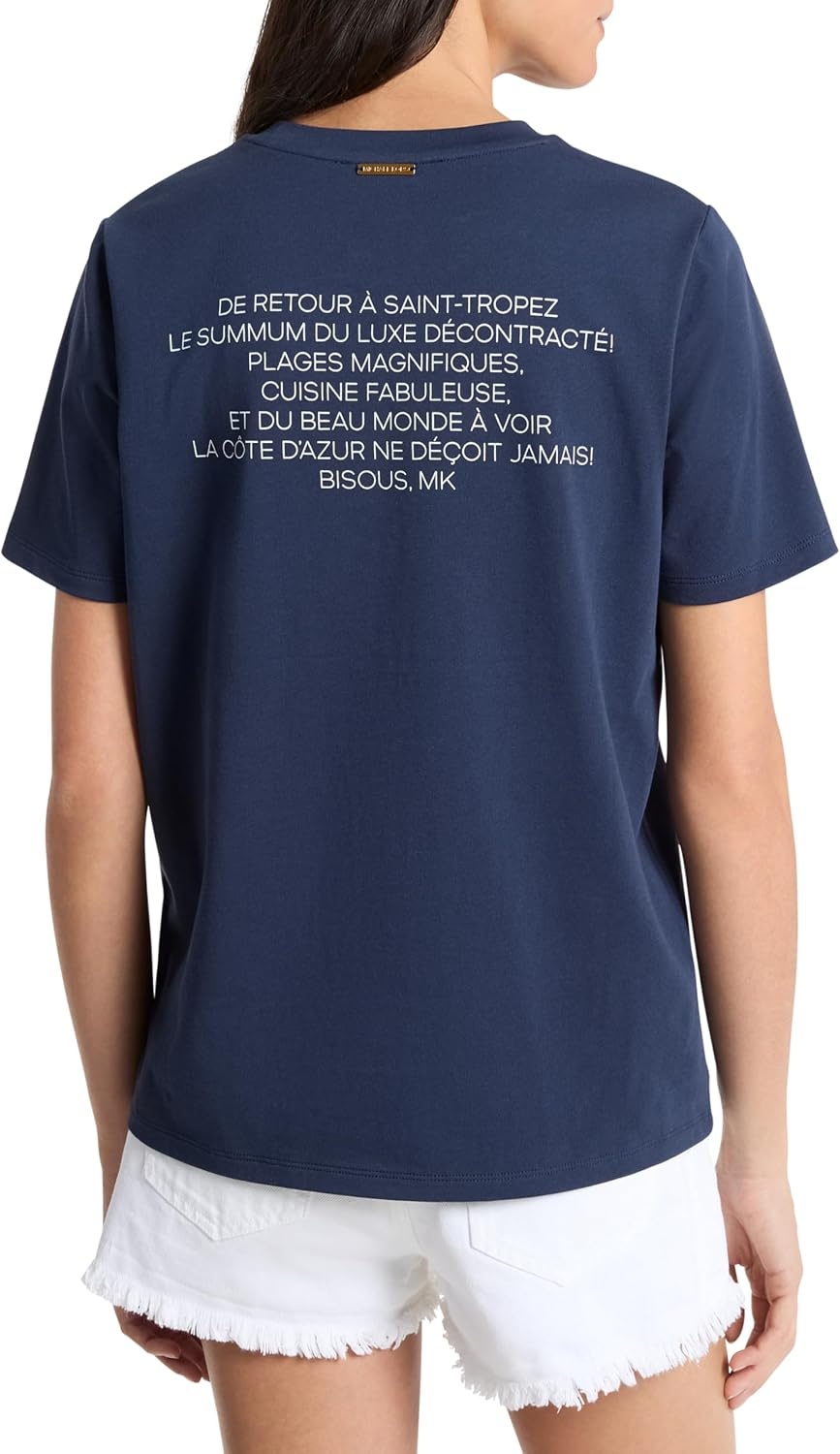 image:imageMichael Kors Womens St Tropez Graphic TeeMidnight Blue