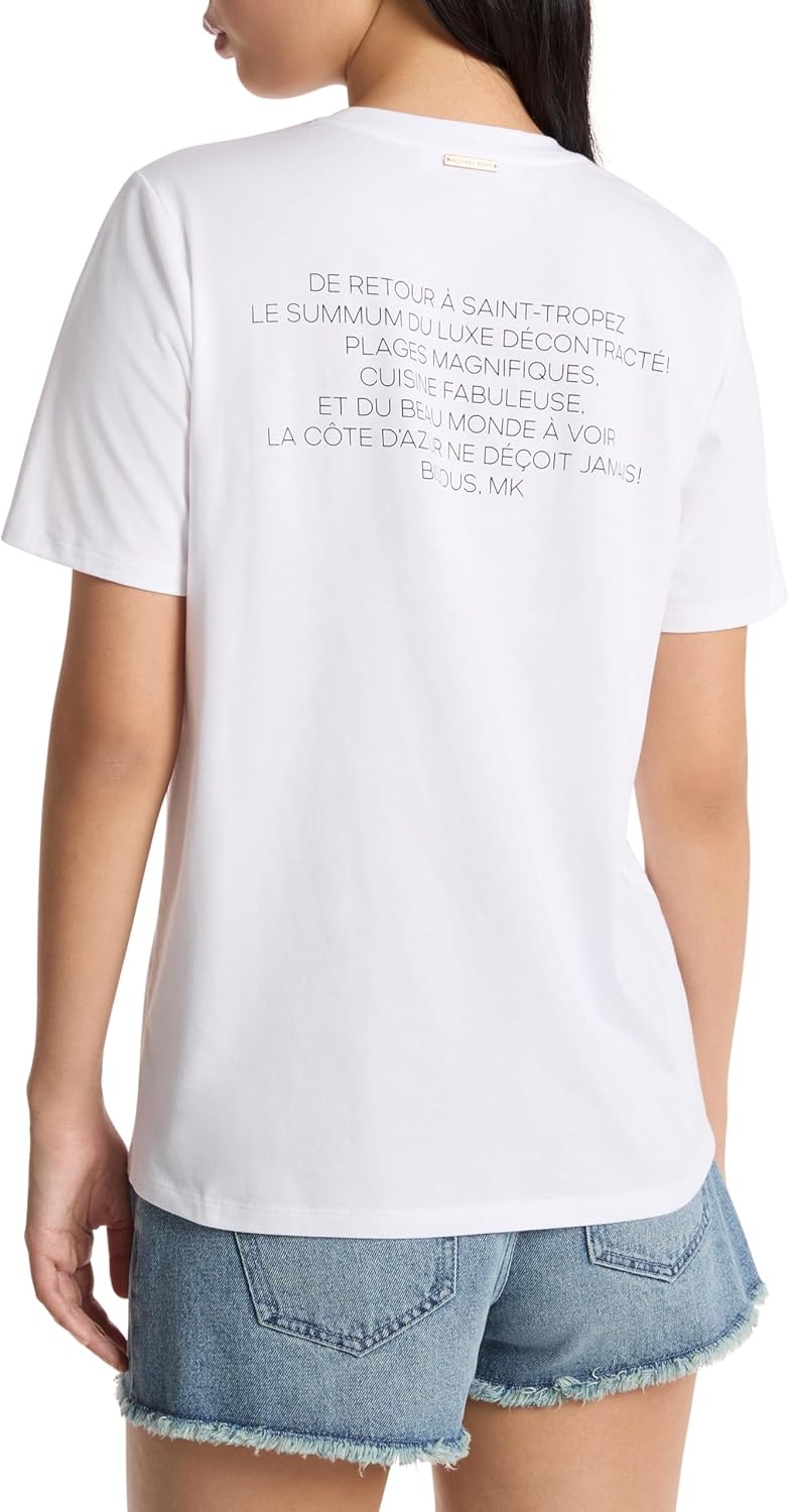 image:imageMichael Kors Womens St Tropez Graphic TeeWhite