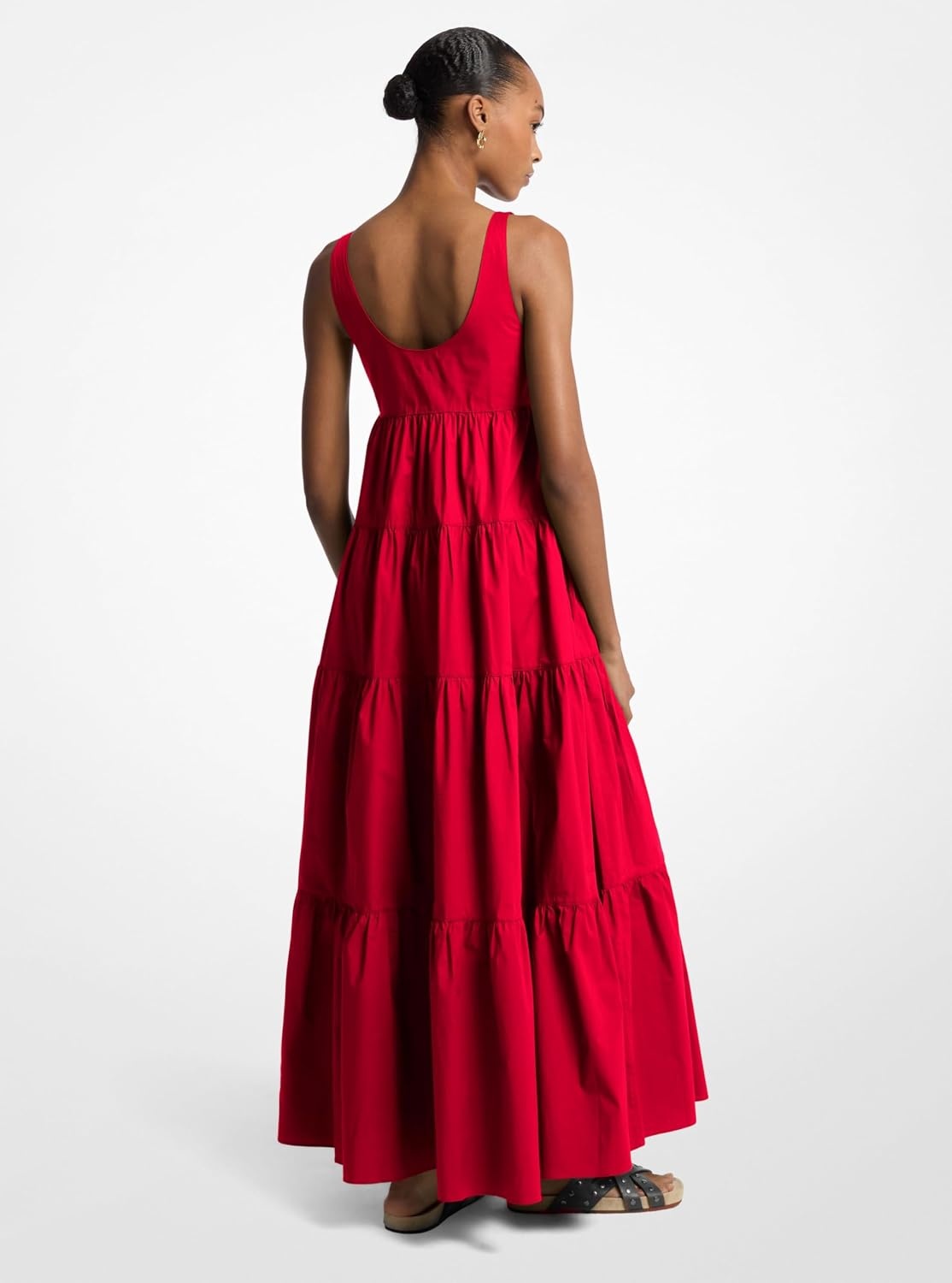 image:imageMichael Kors Womens Stretch Cotton Tiered DressCrimson