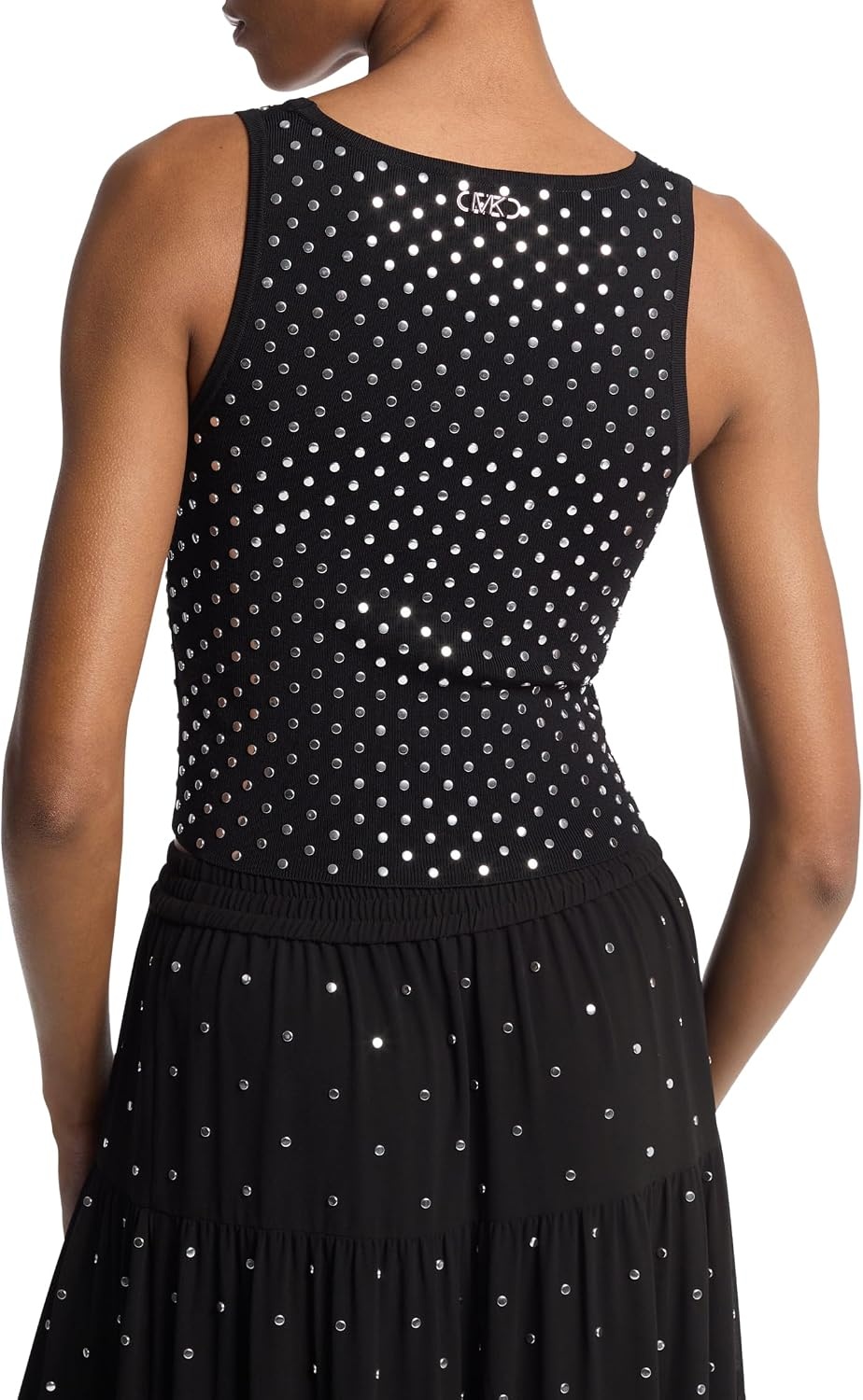 image:imageMichael Kors Womens Stud Scoop Neck Cropped Tank TopBlack