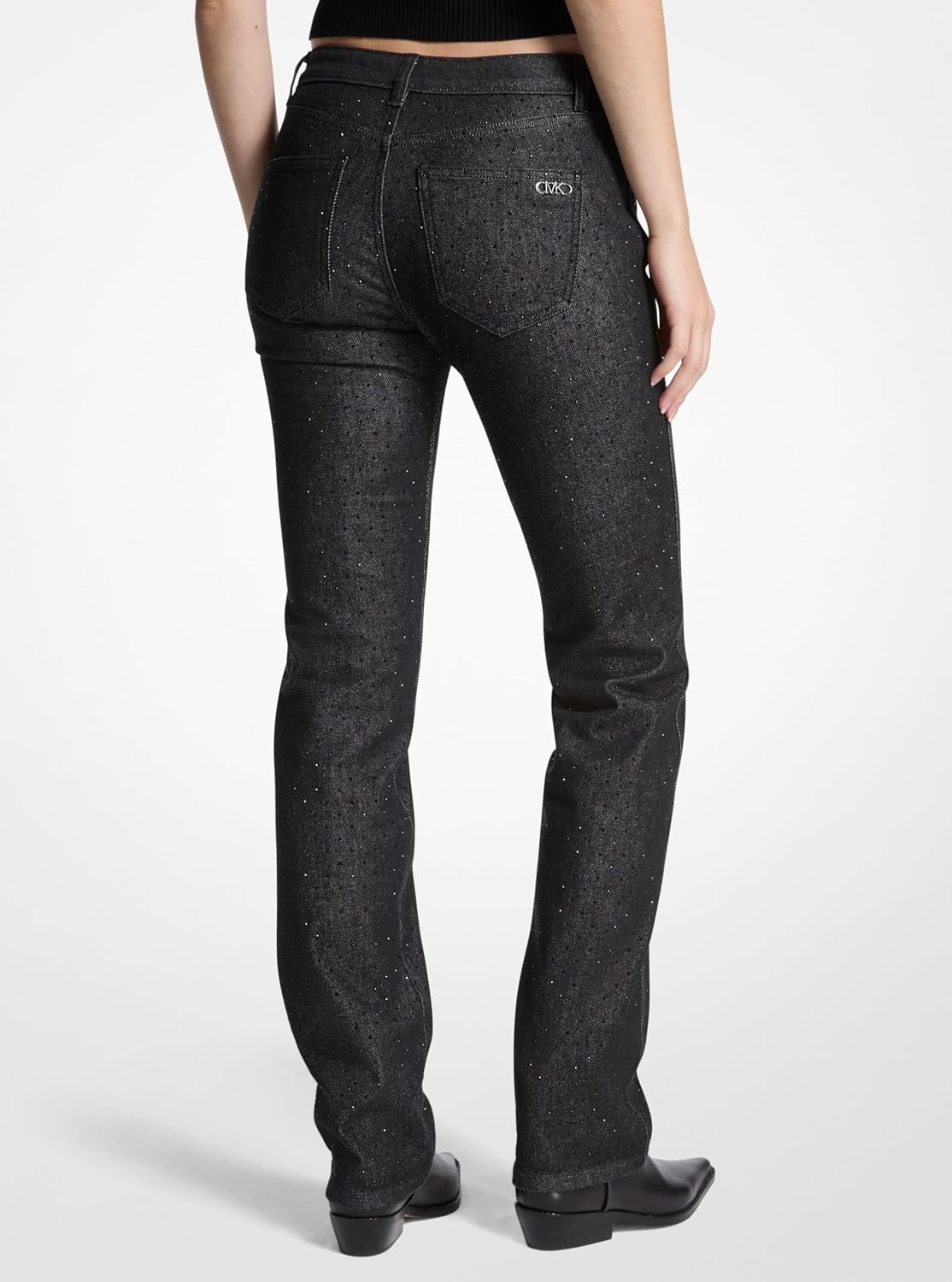 image:imageMichael Kors Womens Studded Cigarette JeanBlack Rinse