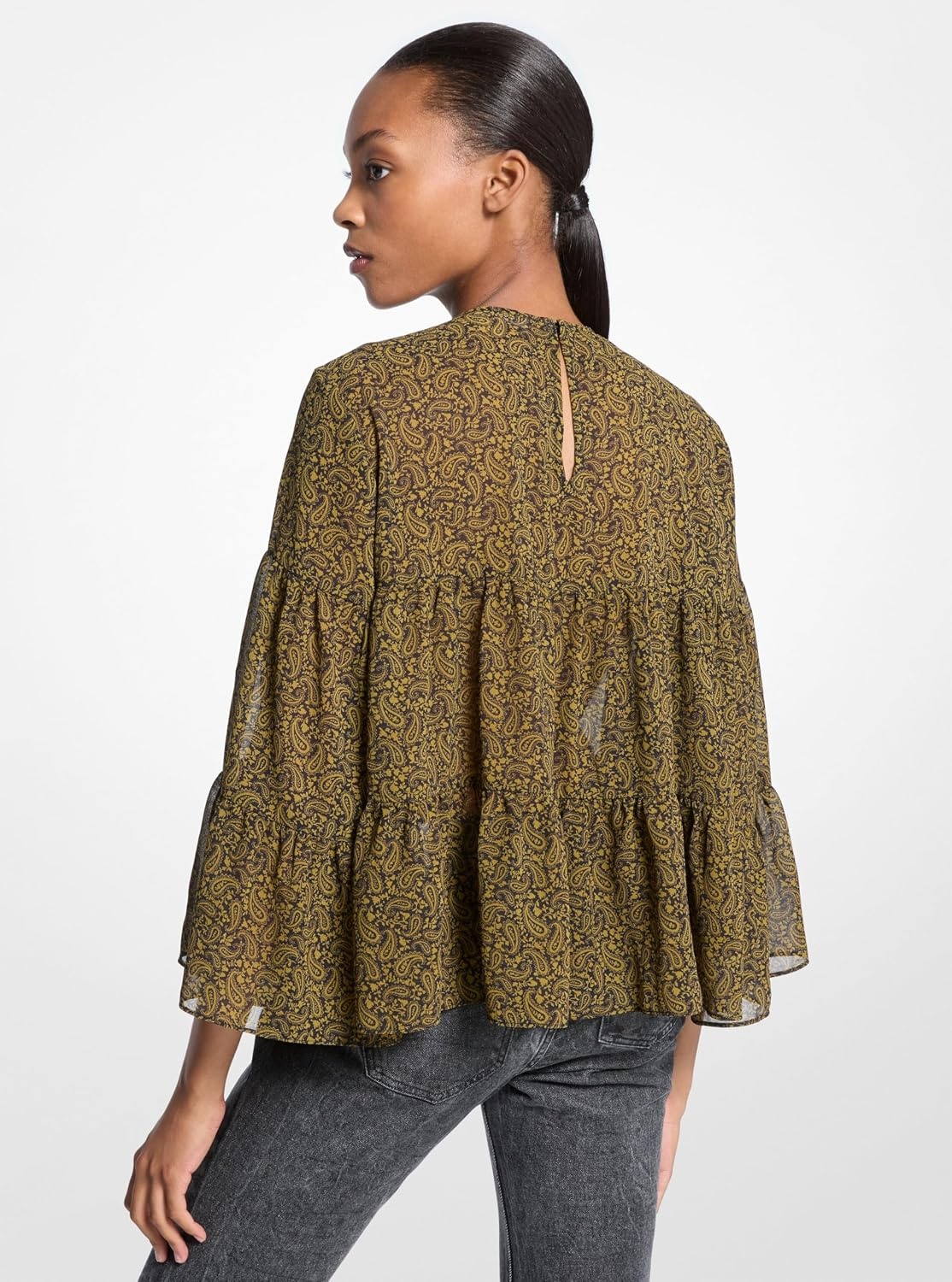 image:imageMichael Kors Womens Tiered Long Sleeve BlousePistachio