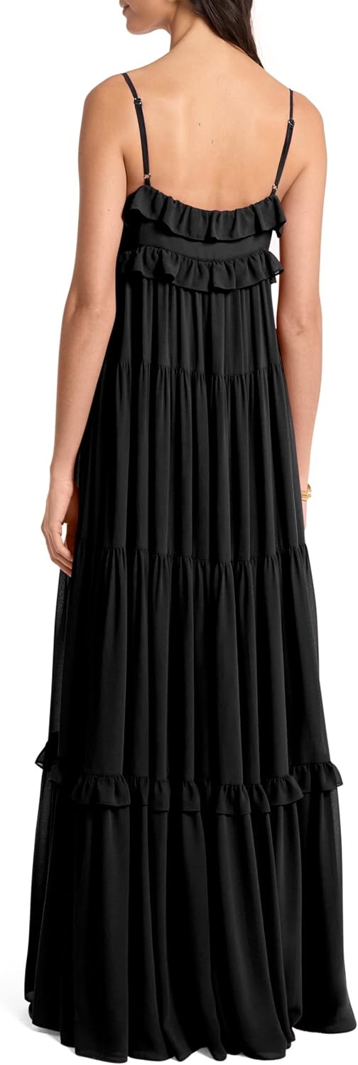 image:imageMichael Kors Womens Tiered Maxi DressBlack