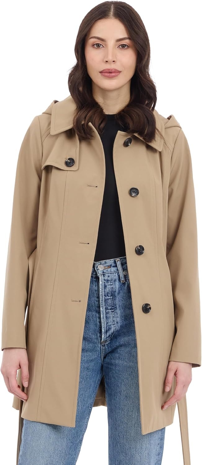 image:imageMichael Kors Womens Trench Coat Style Raincoat with Detachable HoodKhaki