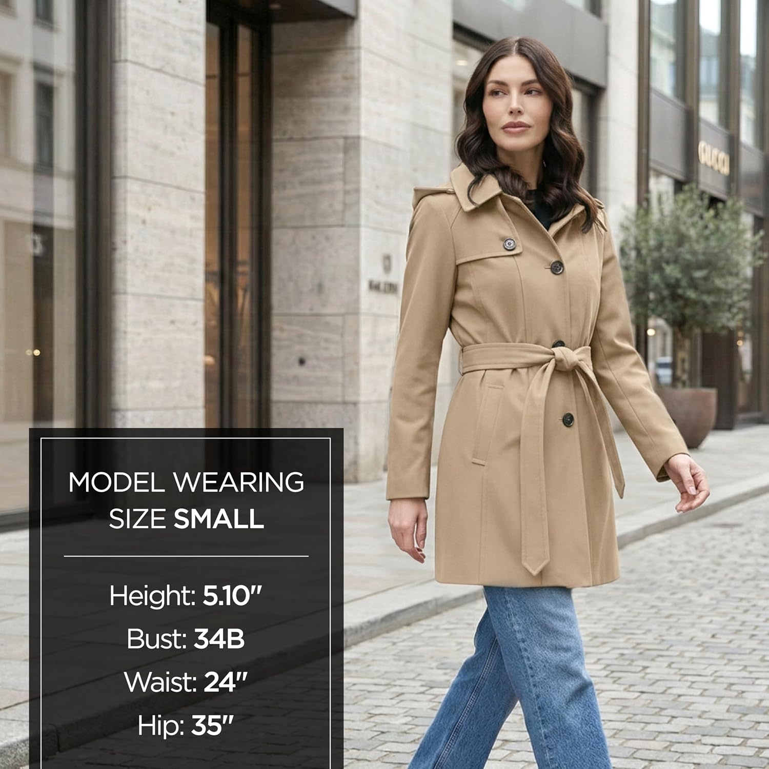 image:imageMichael Kors Womens Trench Coat Style Raincoat with Detachable HoodKhaki
