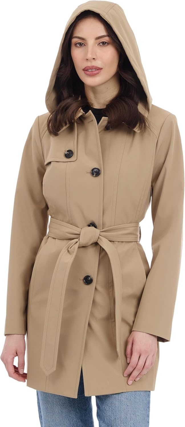image:imageMichael Kors Womens Trench Coat Style Raincoat with Detachable HoodKhaki
