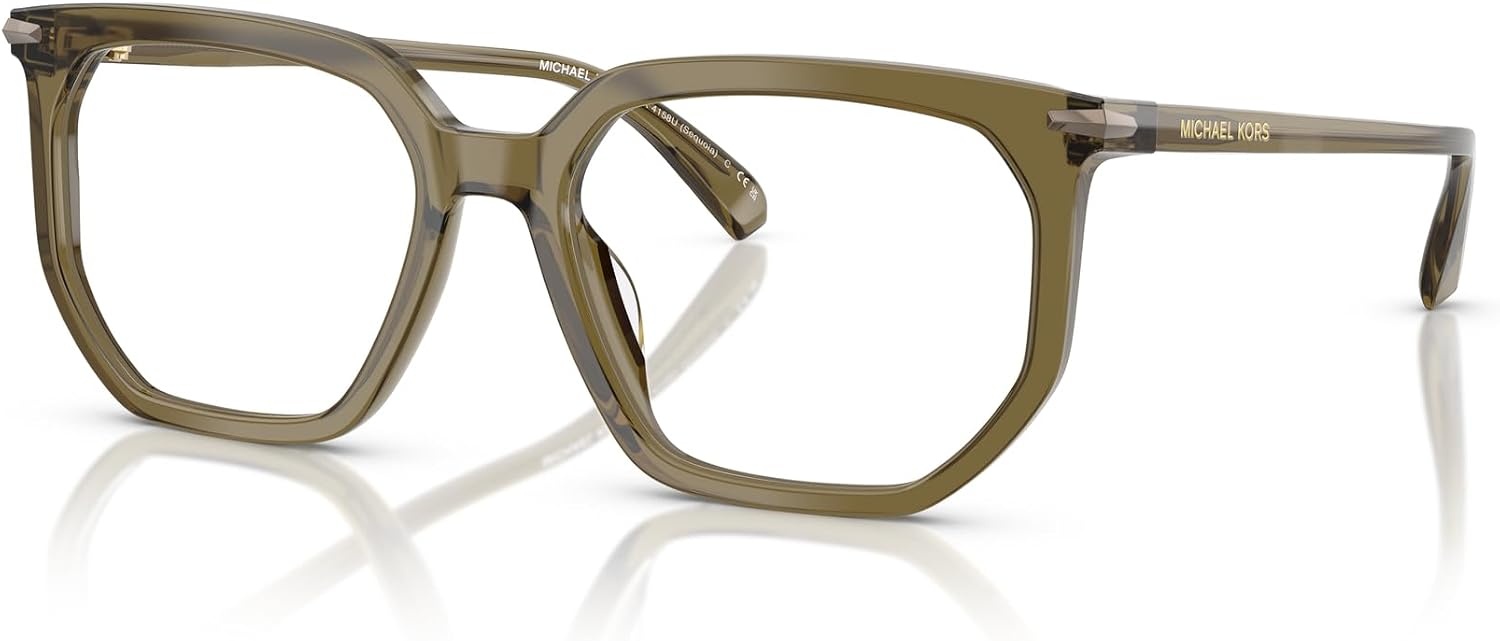 image:imageMichael Kors mens Mk4158u Sequoia Universal Fit Square Prescription Eyewear FramesOlive TransparentDemo Lens