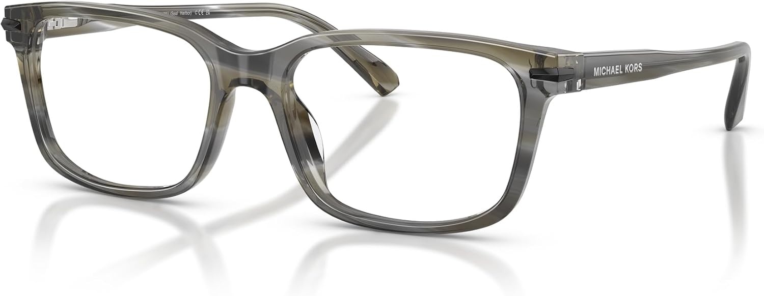 image:imageMichael Kors mens Mk4188u Seal Harbor Universal Fit Square Prescription Eyewear FramesCharcoal HornDemo