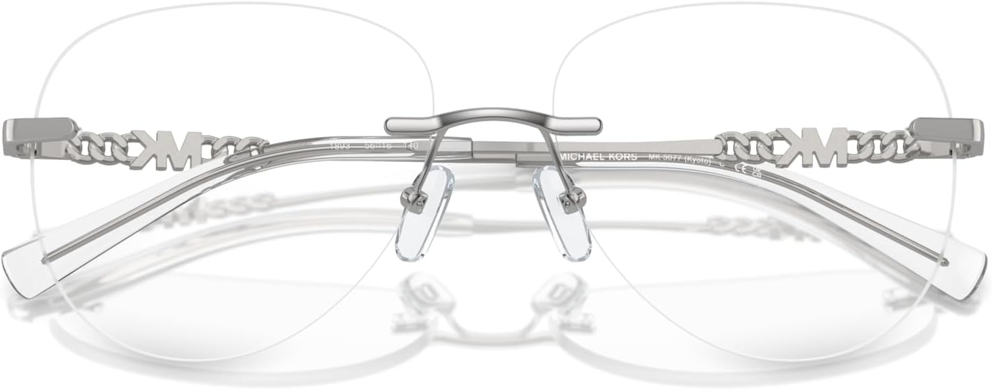 image:imageMichael Kors womens Mk3077 Kyoto Round Prescription Eyewear FramesShiny SilverDemo Lens