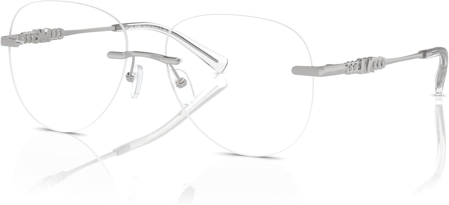 image:imageMichael Kors womens Mk3077 Kyoto Round Prescription Eyewear FramesShiny SilverDemo Lens