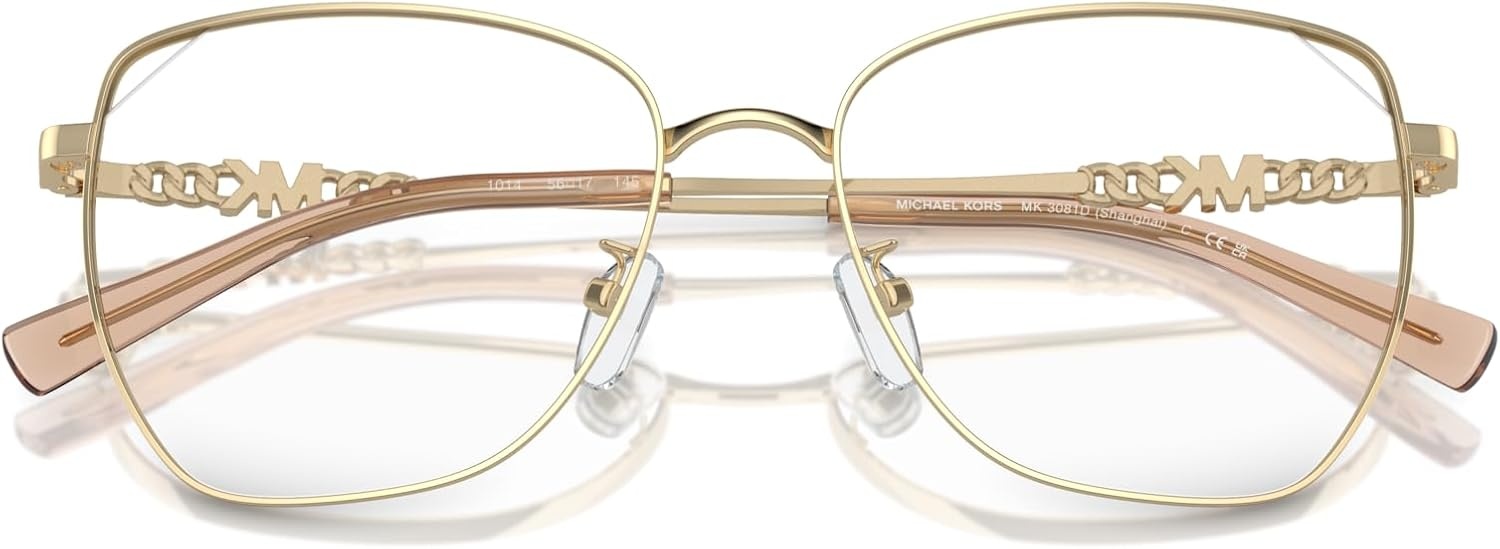 image:imageMichael Kors womens Mk3081d Shanghai Cat Eye Prescription Eyewear FramesShiny Light GoldDemo Lens