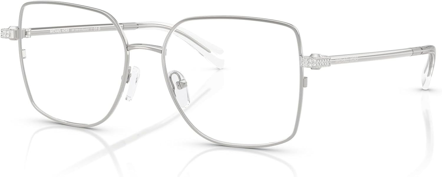 image:imageMichael Kors womens Mk3091b Ravello Square Prescription Eyewear FramesSilver ShinyDemo Lens