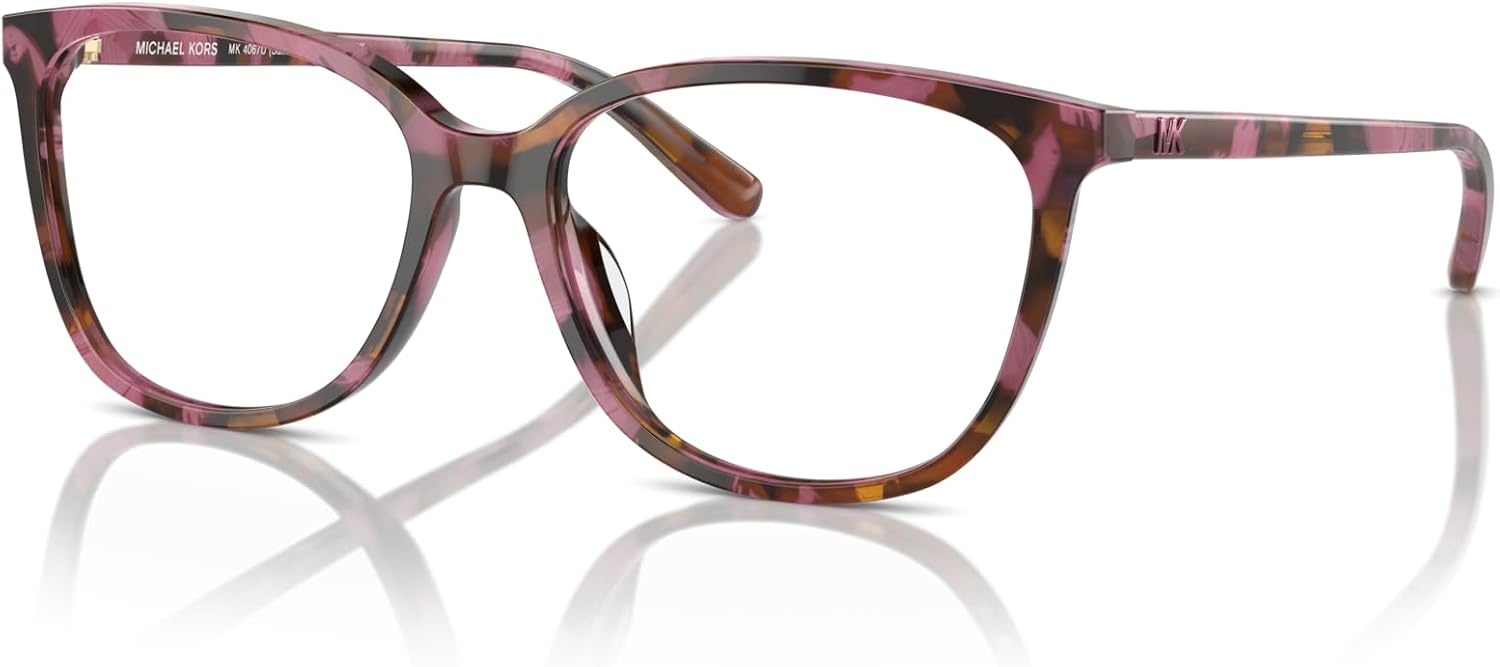 image:imageMichael Kors womens Mk4067u Santa Clara Universal Fit Square Prescription Eyewear FramesPlum Graphic TortoiseDemo Lens