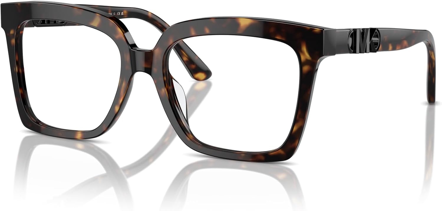 image:imageMichael Kors womens Mk4119f Nassau Low Bridge Fit Square Prescription Eyewear FramesDark TortoiseDemo Lens