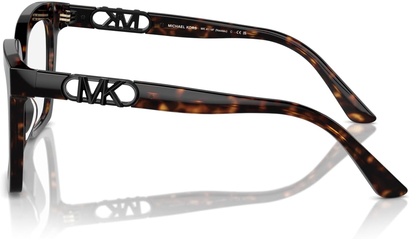 image:imageMichael Kors womens Mk4119f Nassau Low Bridge Fit Square Prescription Eyewear FramesDark TortoiseDemo Lens
