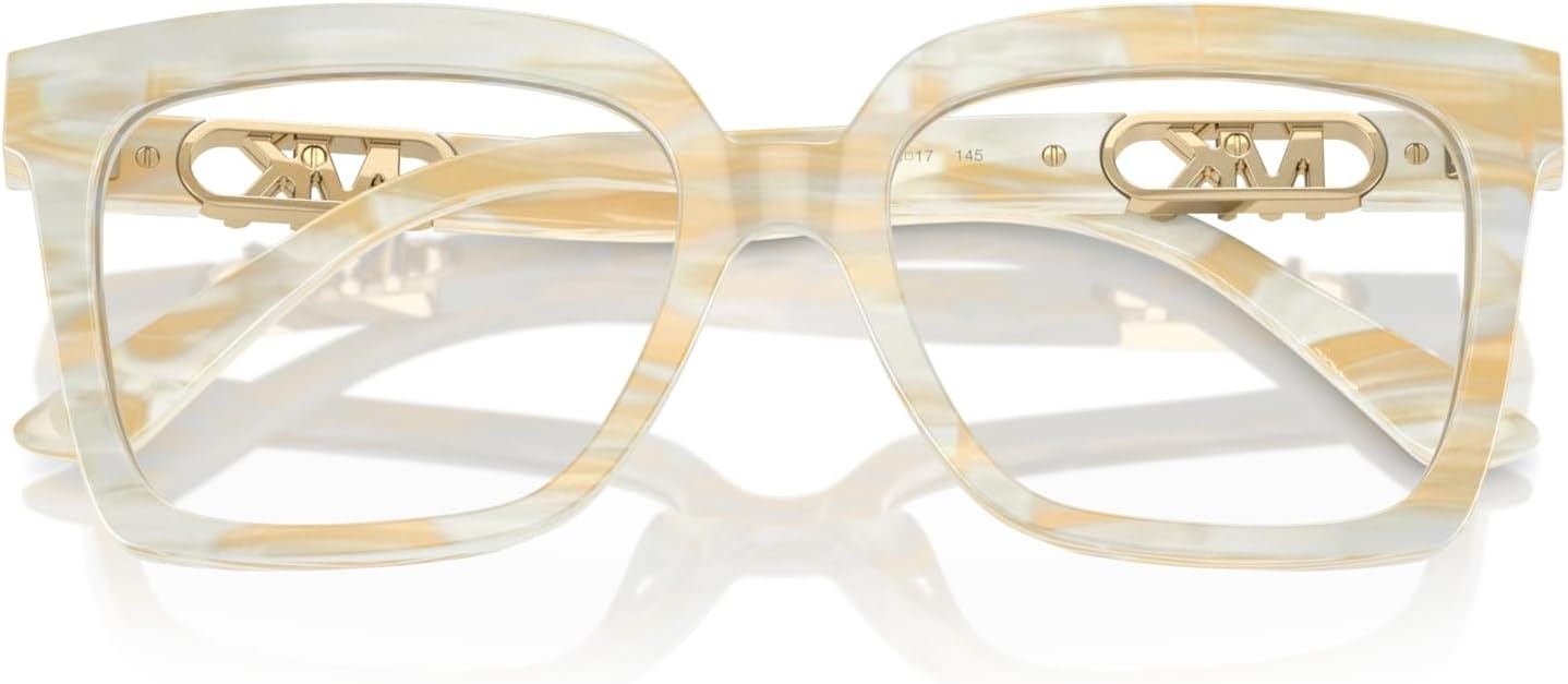 image:imageMichael Kors womens Mk4119f Nassau Low Bridge Fit Square Prescription Eyewear FramesIvory HornDemo Lens
