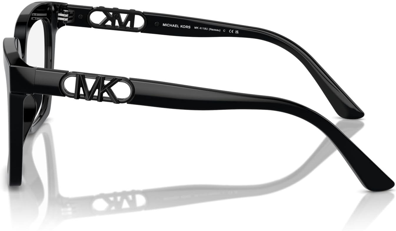 image:imageMichael Kors womens Mk4119u Nassau Universal Fit Square Prescription Eyewear FramesBlackDemo Lens