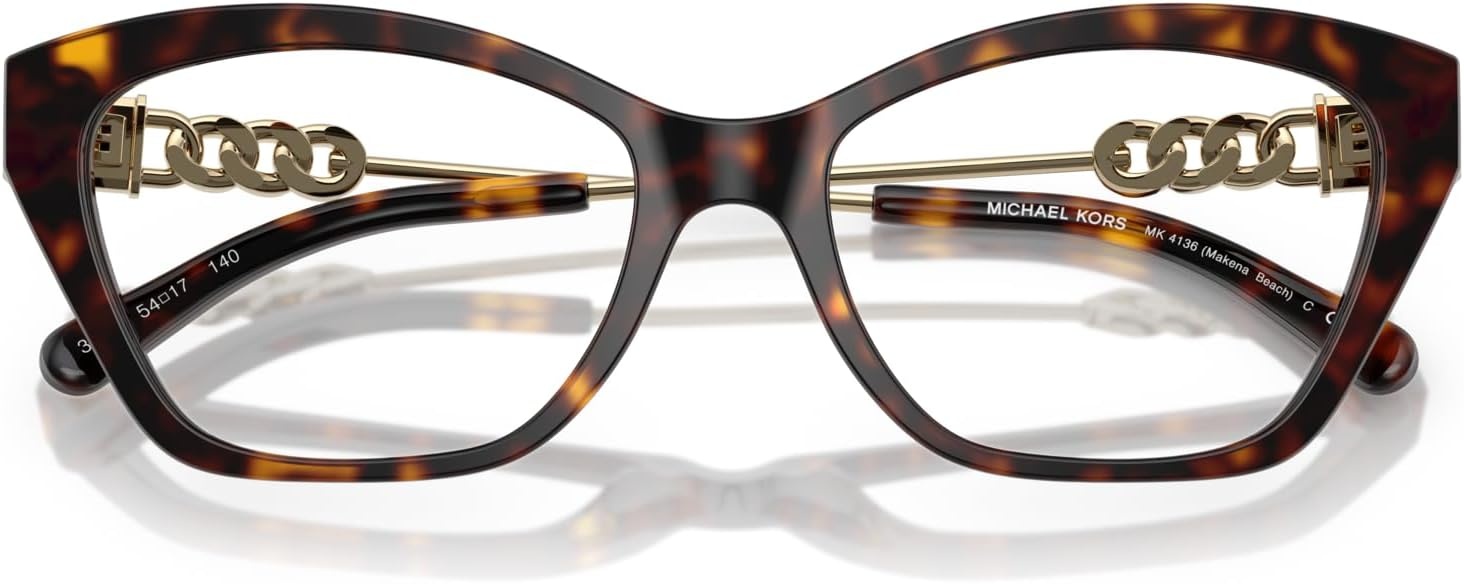 image:imageMichael Kors womens Mk4136 Makena Beach Square Prescription Eyewear FramesDark TortoiseDemo Lens