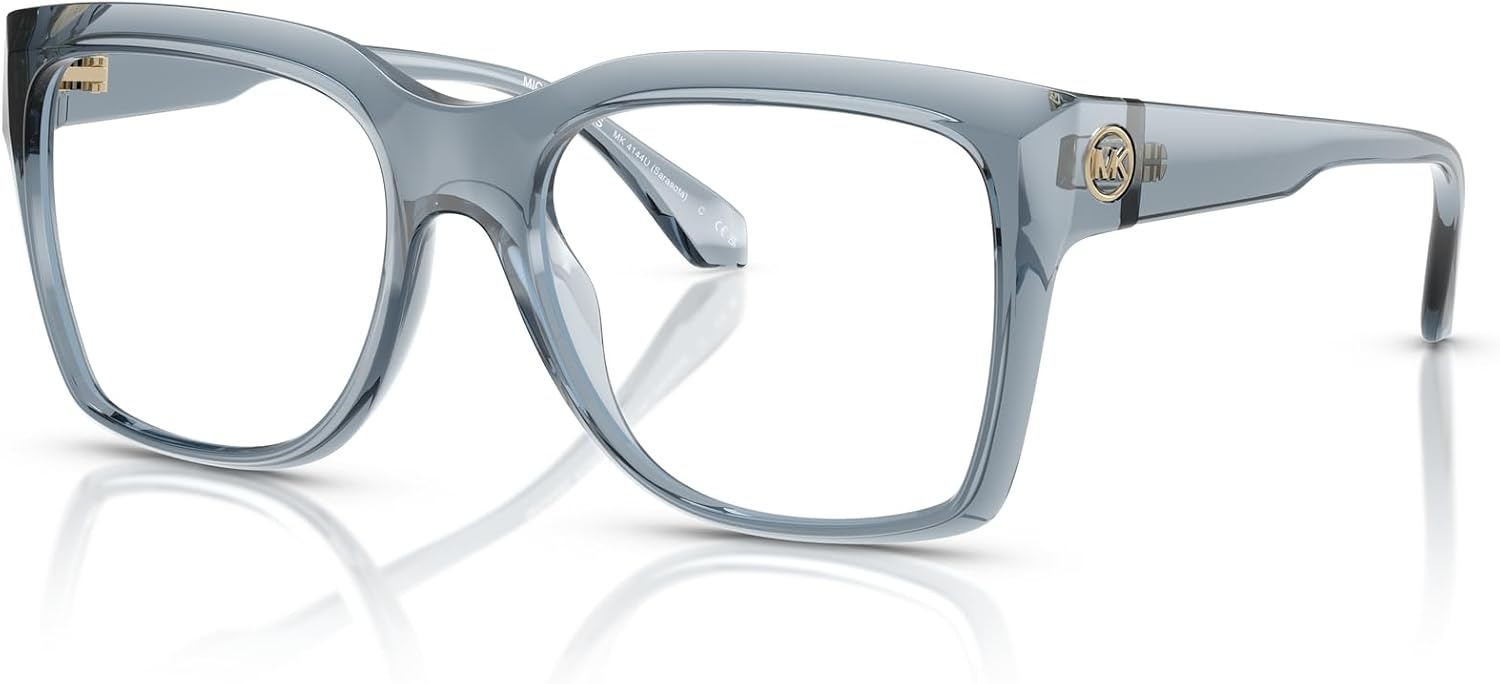 image:imageMichael Kors womens Mk4144u Sarasota Universal Fit Square Prescription Eyewear FramesDenim TransparentDemo Lens